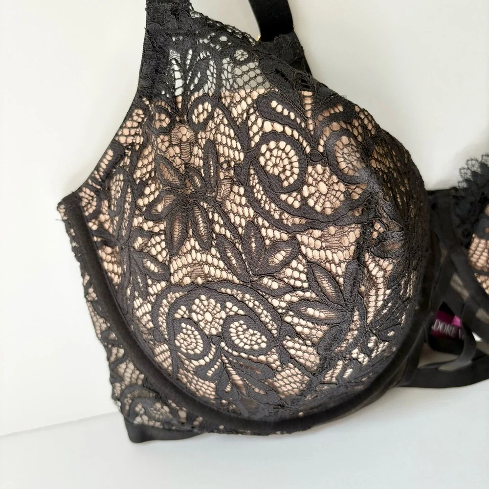 Adore Me Nude Black Lace Push Up Bra